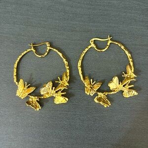 Butterfly hoop earrings- 2”